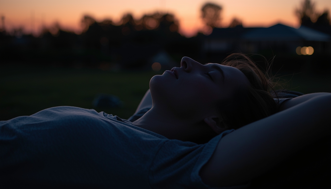 Person resting in a calm posture suggesting a slow evening transition